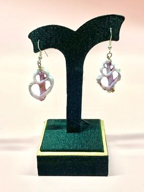 Handcrafted Pink Shell Drop Earrings, NWOT